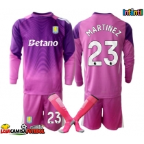 Camisa de Futebol Aston Villa Emiliano Martinez #23 Goleiro Equipamento Alternativo Infantil 2025-26 Manga Comprida (+ Calças curtas)